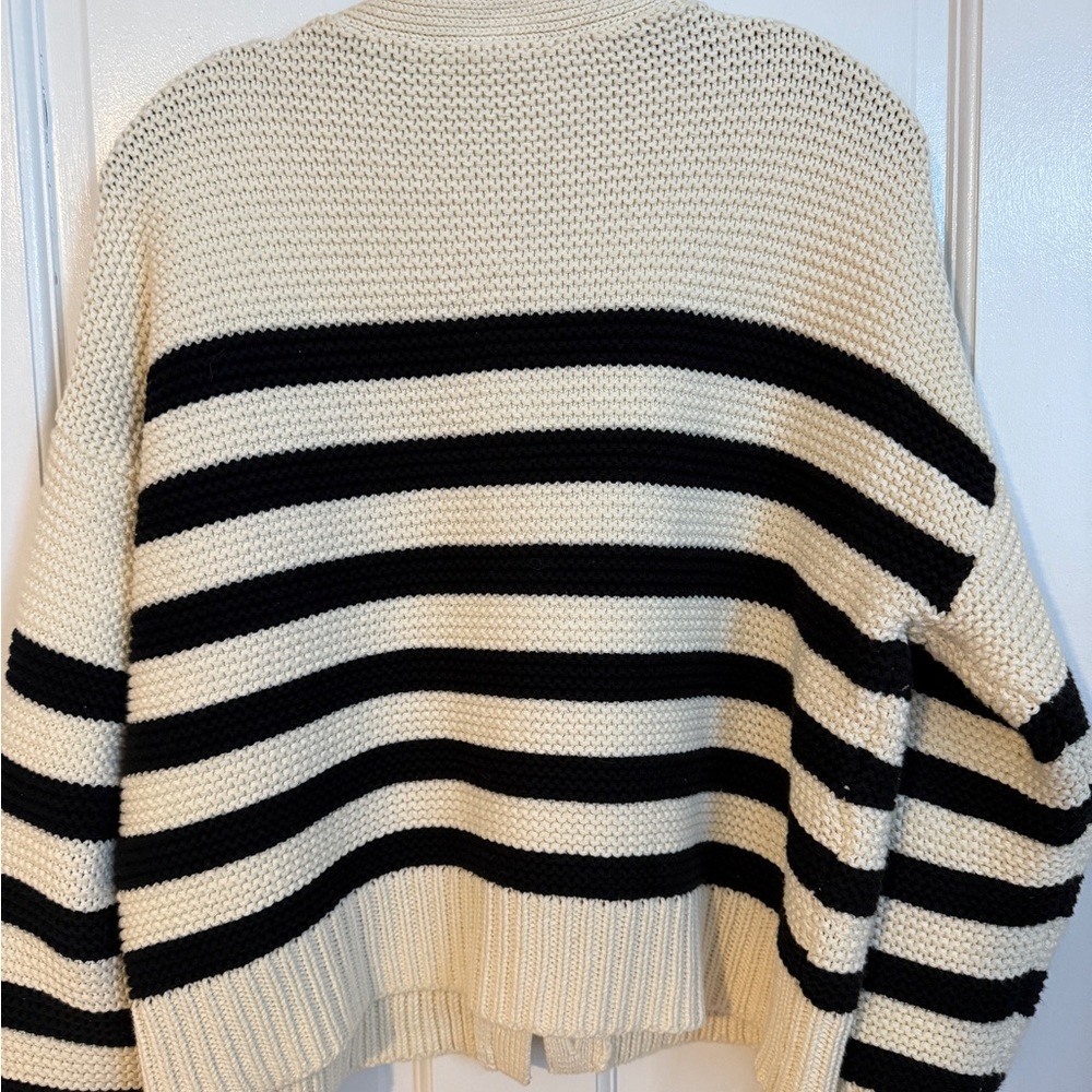 Alex Mill Cream and Black Striped Nico Knit Cardigan - Picture 5 of 9